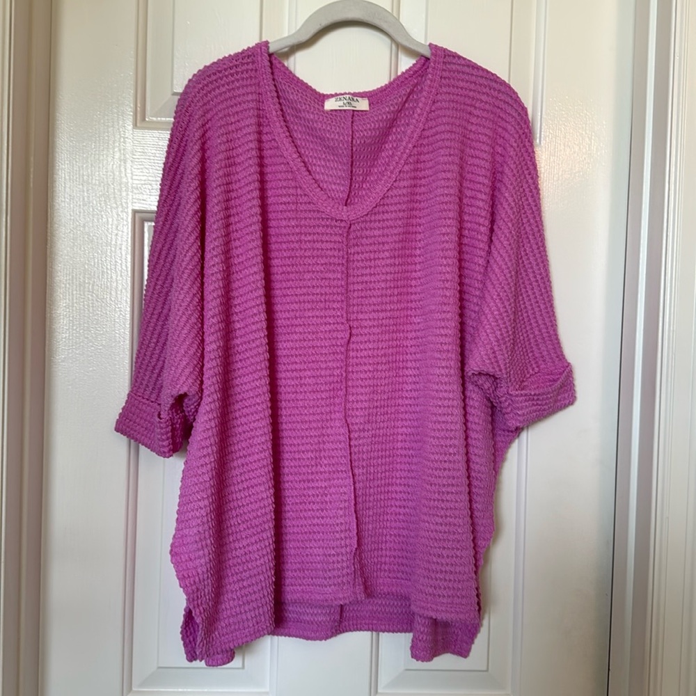 Magenta Short Sleeve Sweater